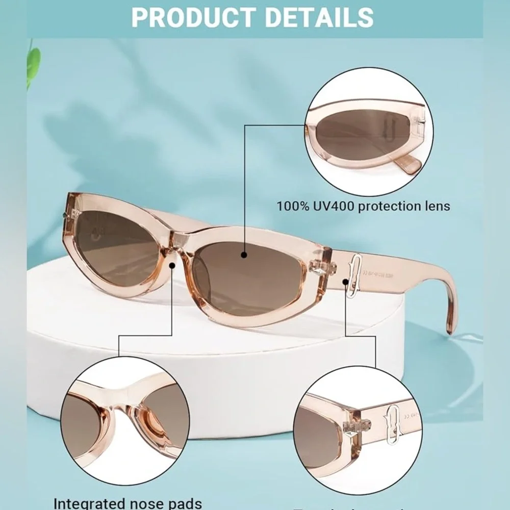 NWT Zeelool Retro Small Oval UV400 Y2K Sunglasses Crystal Tea Tan Color